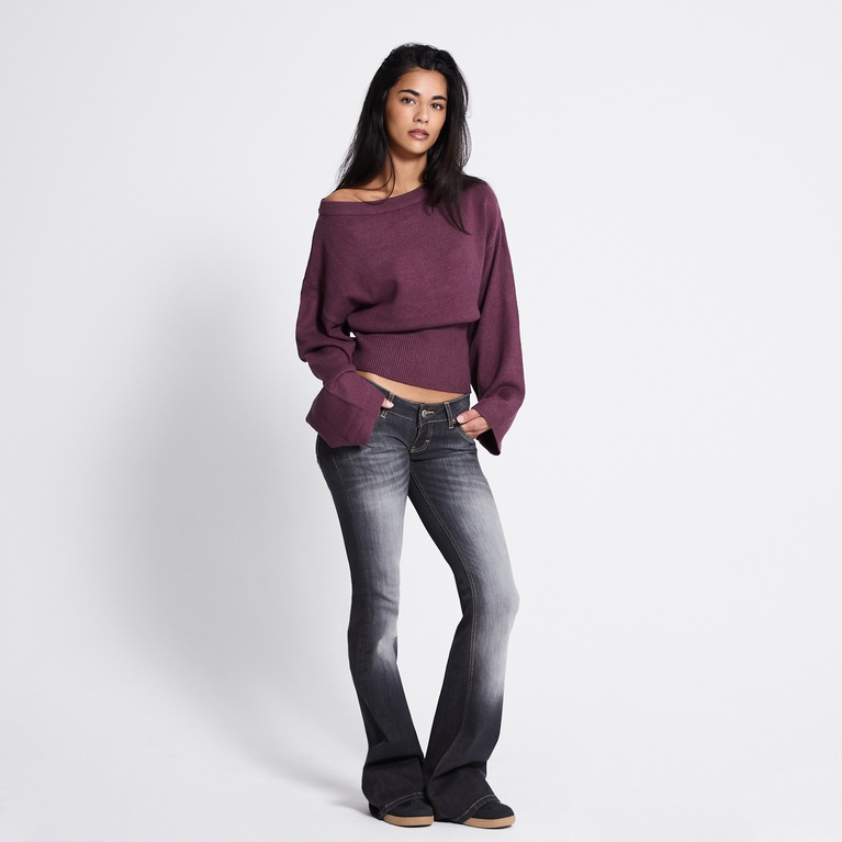 Waisted knit sweater "Khloe" Plum